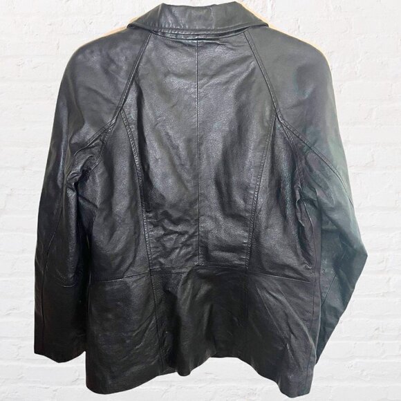 Vintage Phase Two size MediuBlack 100% Genuine Leather Zip Up Jacket - Picture 9 of 15